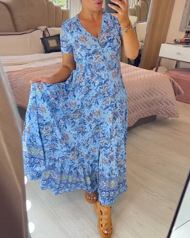 Rosalynn Beauverne | Boho Floral Maxi Dress For Women