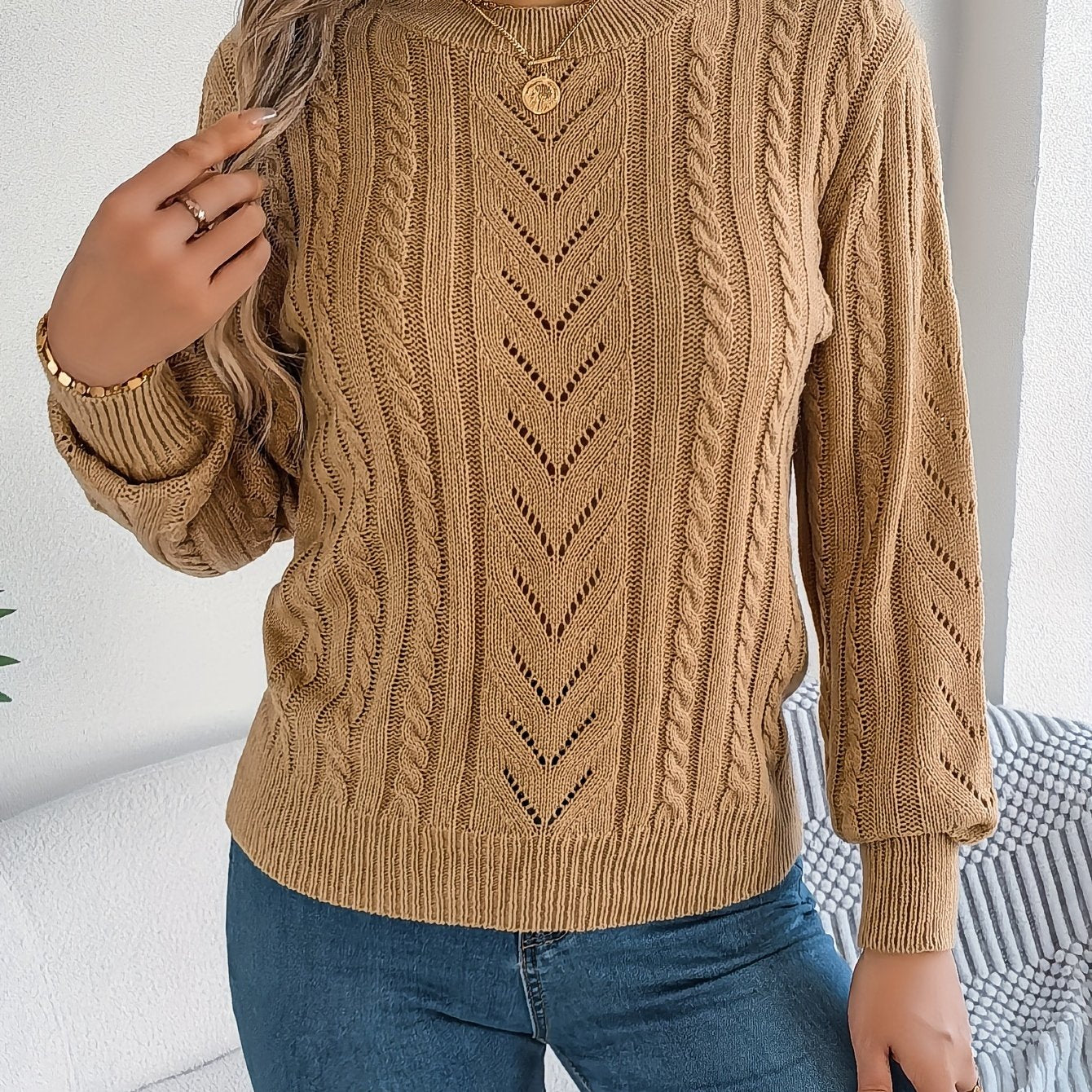Camilla Winterbourne | Cable-Knit Textured Sweater For Women