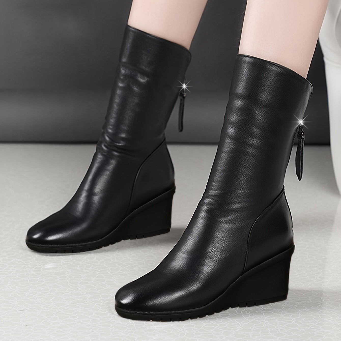 Ines Berthollet | Sleek Wedge Boots With Side Zip