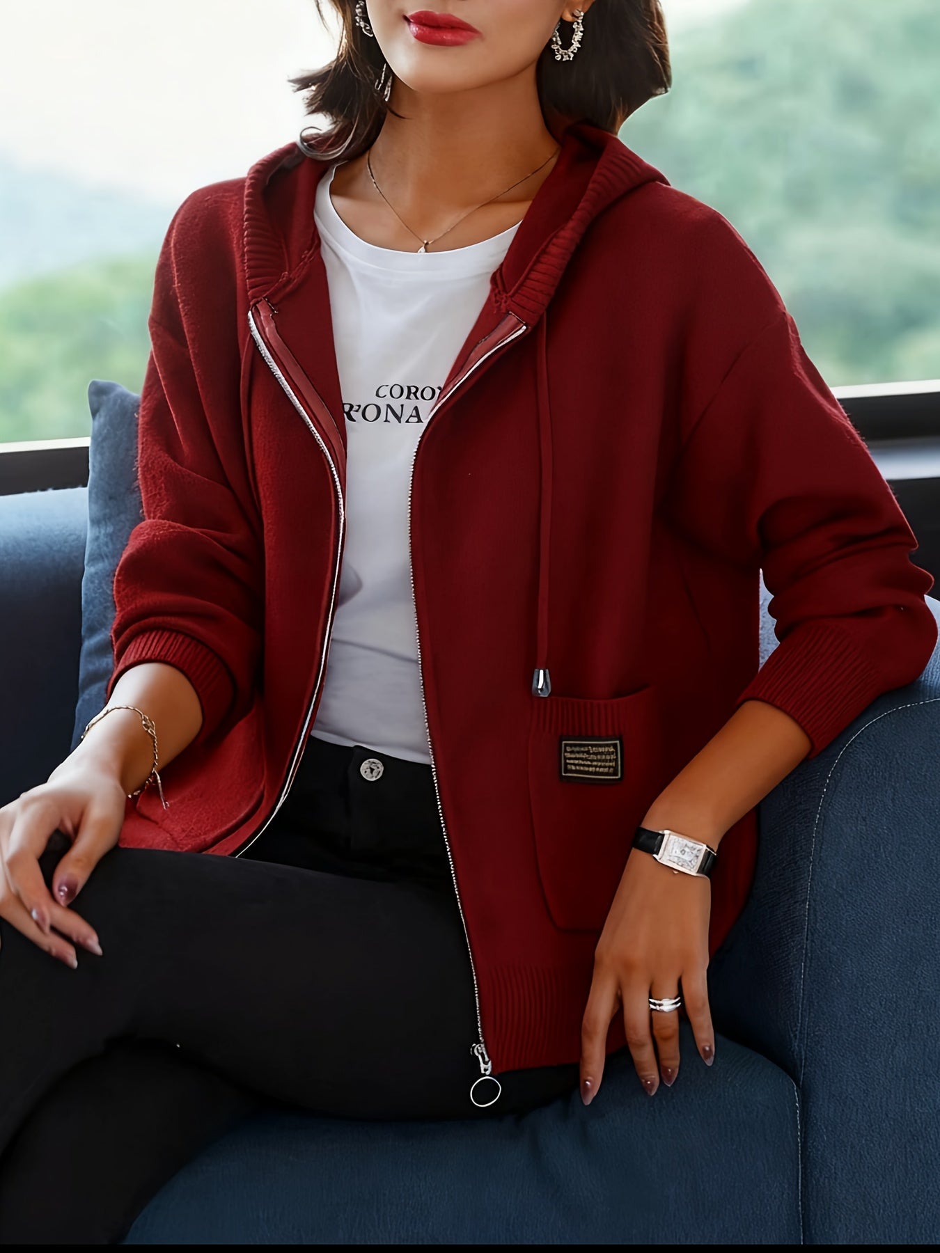 Marceline Dupraz | Cozy Zip-Up Hooded Sweater For Women