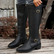 Genevieve Astor | Knee-High Buckle Riding Boots For Women
