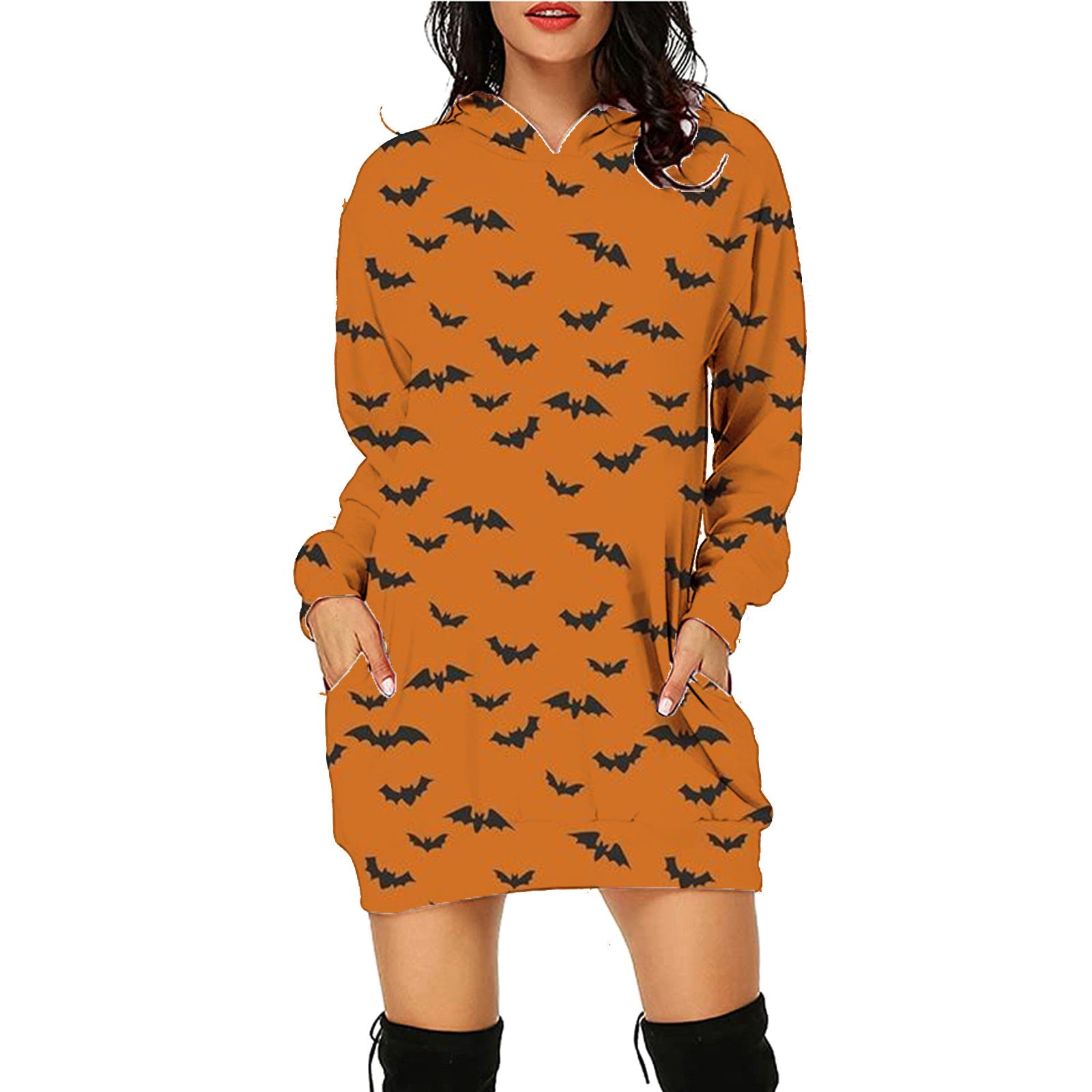 Fleur Devereux | Halloween Skeleton Print Hoodie Mini Dress For Women
