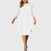 Estienne Blackvale | Purple Plus Size Lace Chiffon Midi Dress