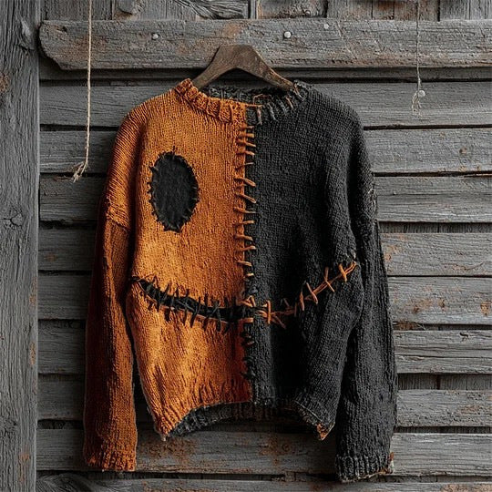 Marceline Duvall | Halloween Cat Print Chunky Knit Sweater For Women
