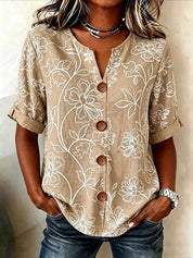 Antonella Marchese | Embroidered Floral Button-Up Blouse For Women