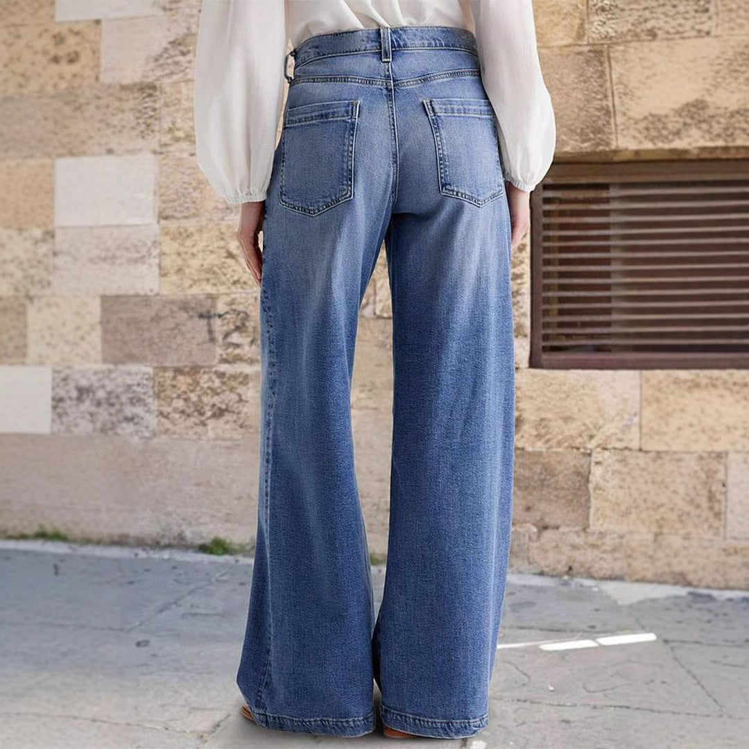 Giselle Armentiere | High-Waisted Wide-Leg Denim Jeans For Women