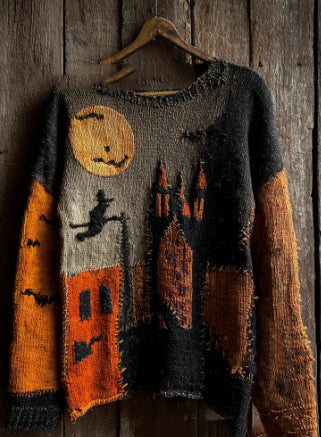 Odalys Ferrand | Halloween Cat Print Crew-Neck Sweater For Women