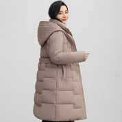 Polly Kemphurst | Belted Long Hooded Puffer Coat For Women