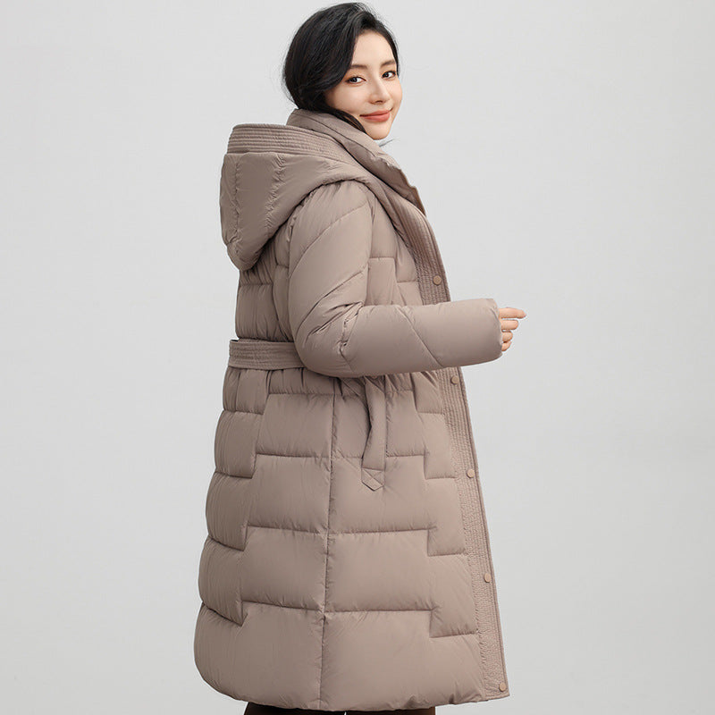 Polly Kemphurst | Belted Long Hooded Puffer Coat For Women