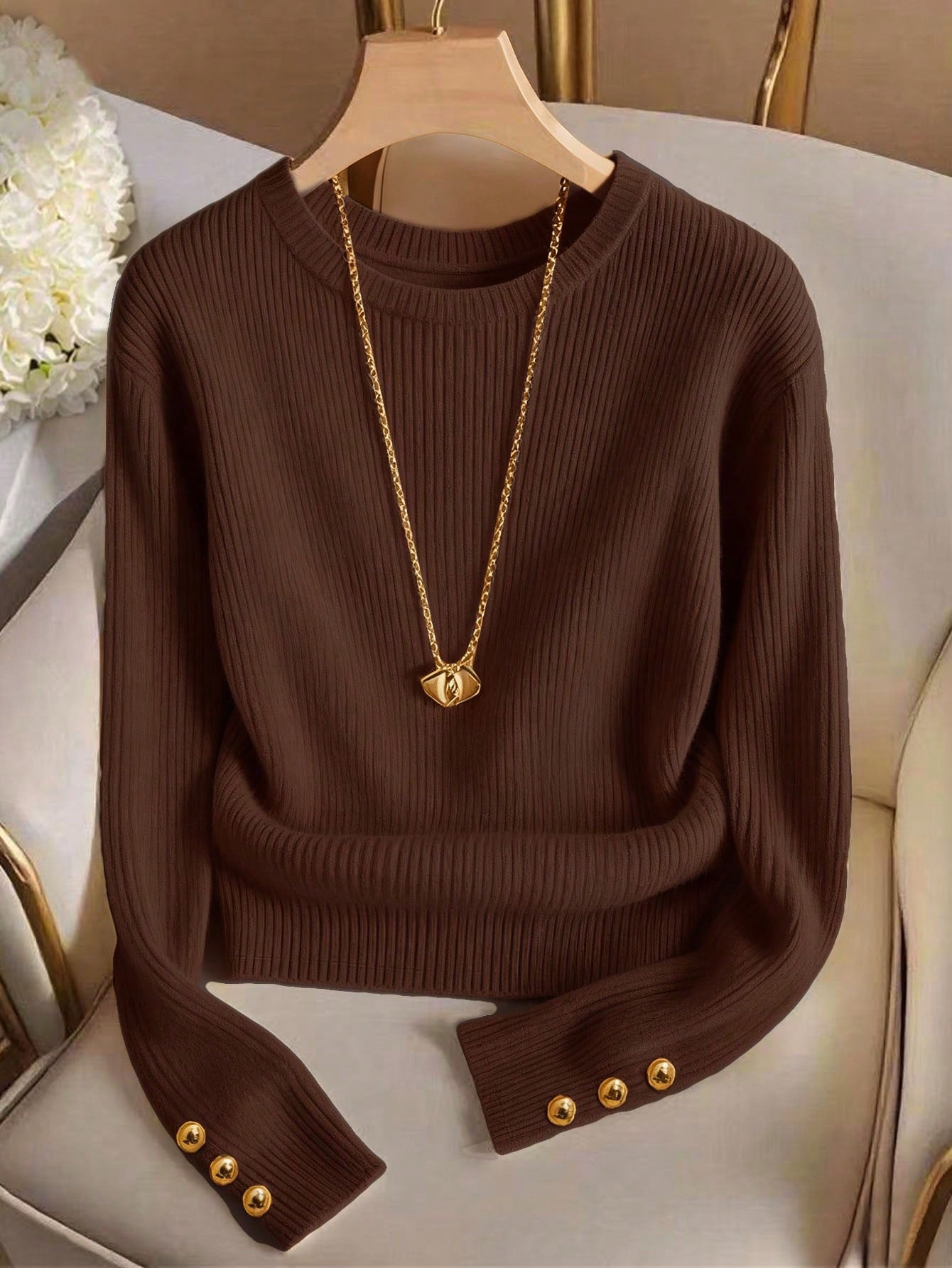 Juliette Rambeau | Ribbed Knit Long-Sleeve Sweater For Women