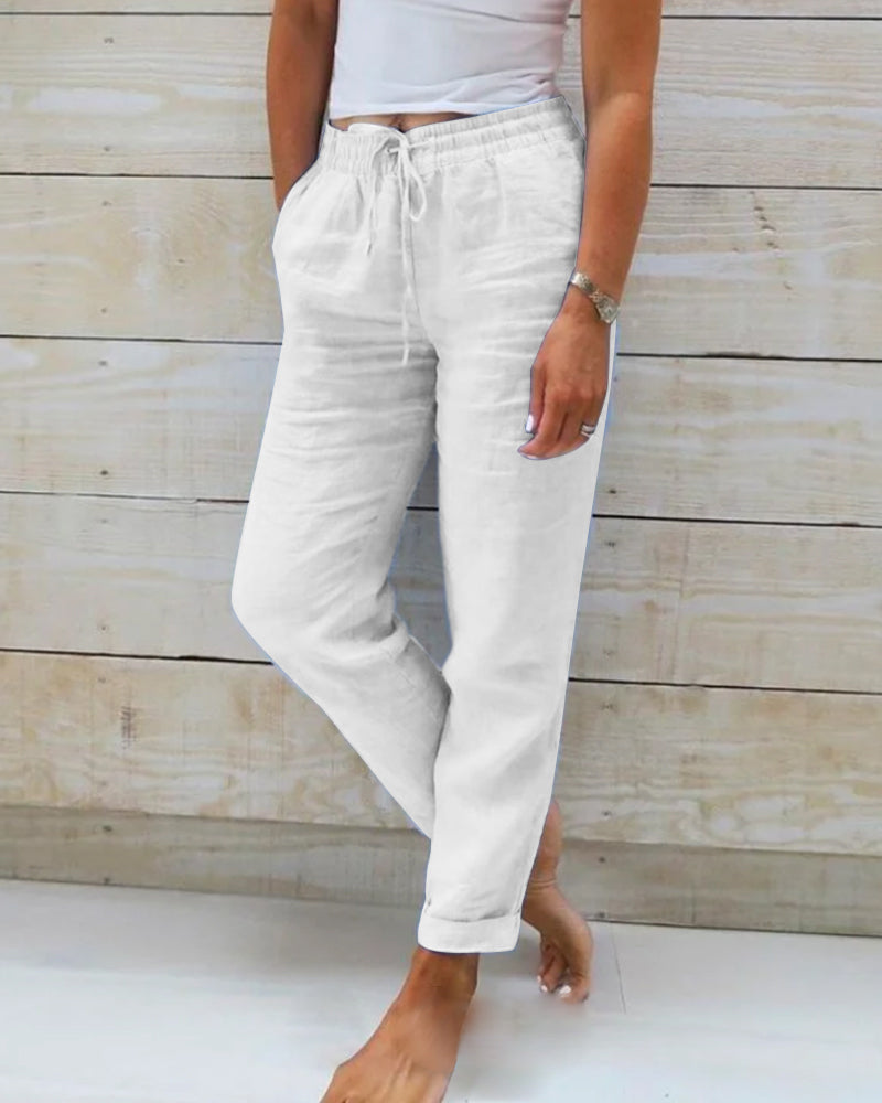 Claudette Vaubert | Light Blue Cotton Drawstring Trousers