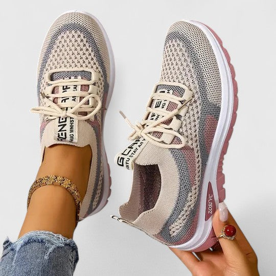 Emmeline Hartcross | Orthopedic Mesh Sneakers in Pink Beige