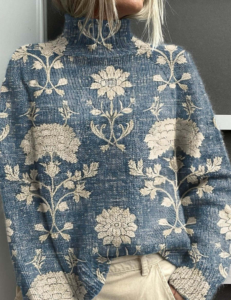Anais Delorme | Abstract Print Turtleneck Sweater For Women
