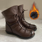 Amara Vecchio | Red Leather Lace-Up Ankle Boots For Women
