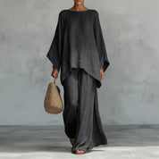 Serena Vauclaire | Linen-Look Batwing 2-Piece Wide-Leg Set For Women