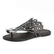 Giulia Castellano | Rhinestone Butterfly Flat Sandals For Women