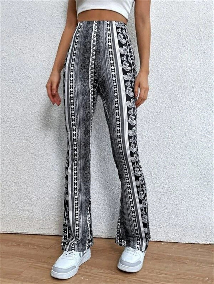 Phoebe Delvaine | Boho Print Flare Trousers For Women