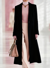 Effie Evercombe | Long Lapel Wool-Look Coat For Women