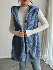 Genevieve Sorel | Hooded Sleeveless Longline Cardigan Vest For Women