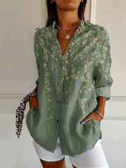 Adele Fontenoy | Floral Colorblock Long Sleeve Shirt For Women