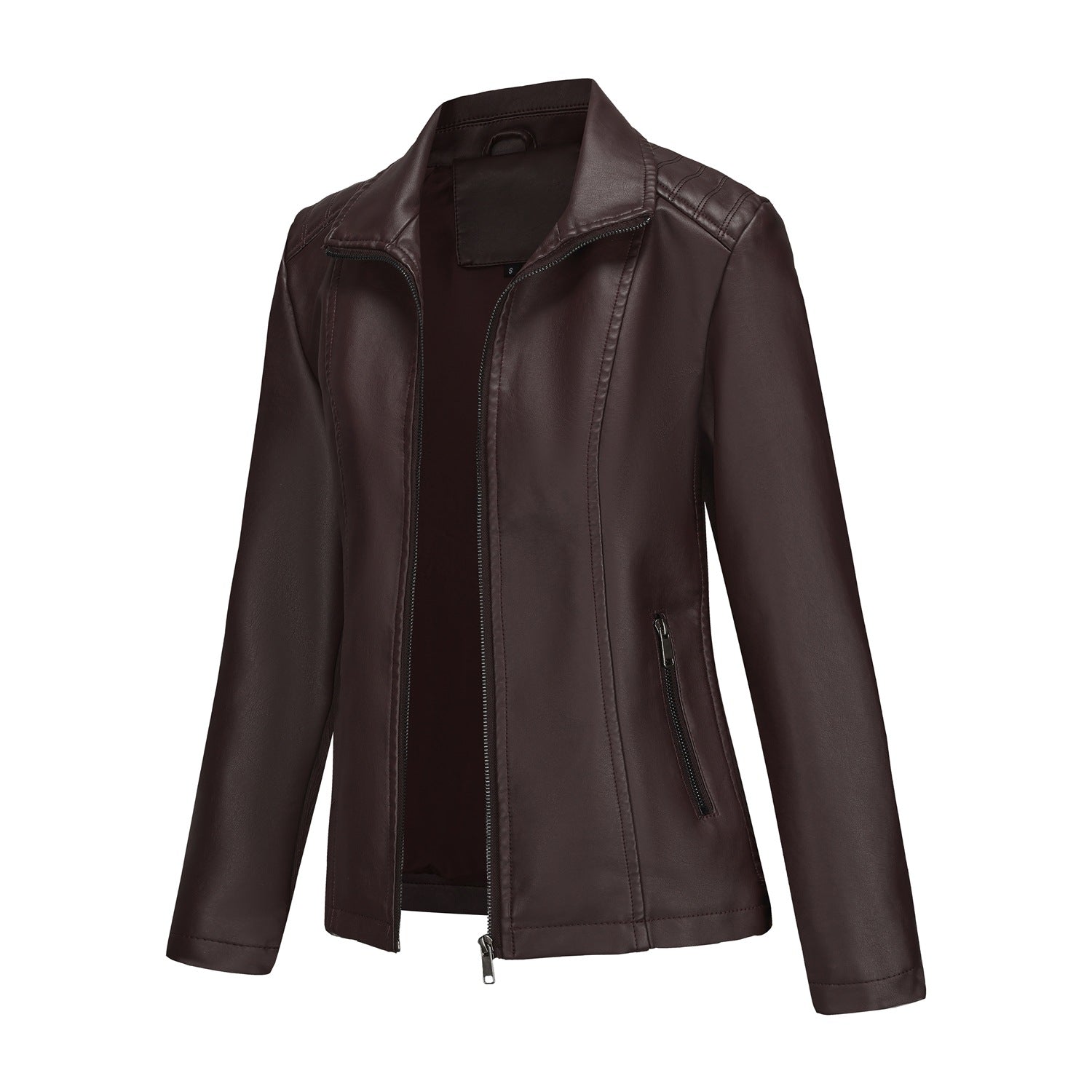 Celestine Duvall | Zip-Front Leather Jacket For Women