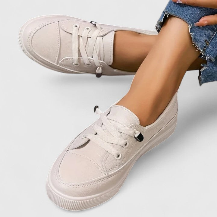 Rowena Castleford | White Lace-Up Orthopedic Sneakers