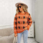 Margaux Sinclair | Halloween Ghost Print Crew-Neck Sweater For Women