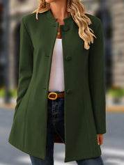 Valencia Morley | Mid-Length Stand Collar Wool-Look Coat For Women