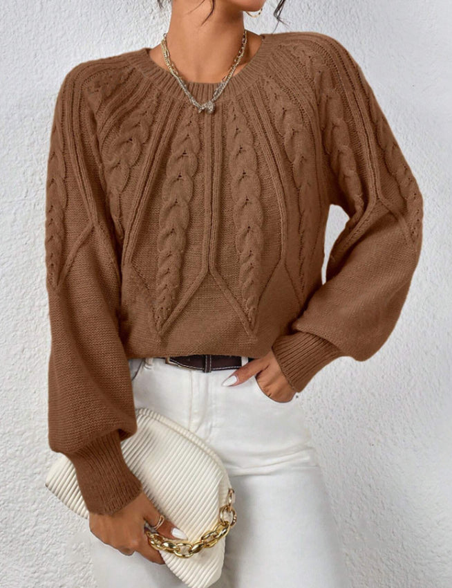 Rosalie Thornbury | Cable-Knit Crew Neck Sweater For Women