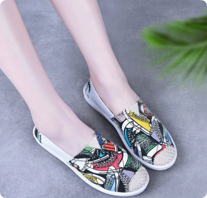 Genevieve Laurent | Aztec Print Canvas Espadrille Flats For Women