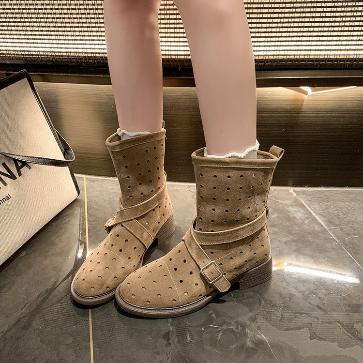 Vienna Castellini | Suede Cowboy Boots With Perforated Detail For Women