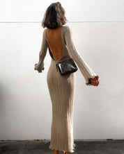 Anais Delvaux | Backless Ribbed Knit Maxi Dress For Women
