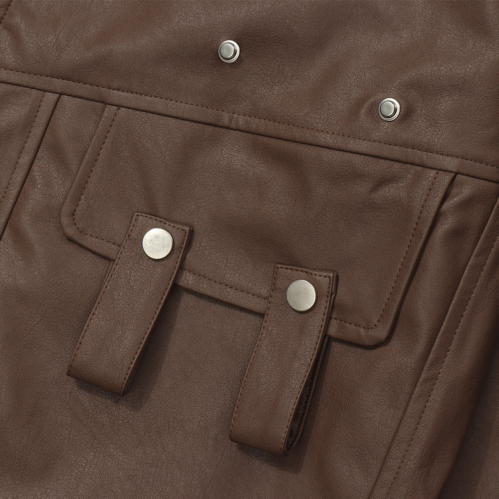 Rafael Moretti | Oversized Leather Jacket With Stand Collar For Men