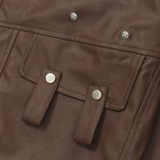 Rafael Moretti | Oversized Leather Jacket With Stand Collar For Men