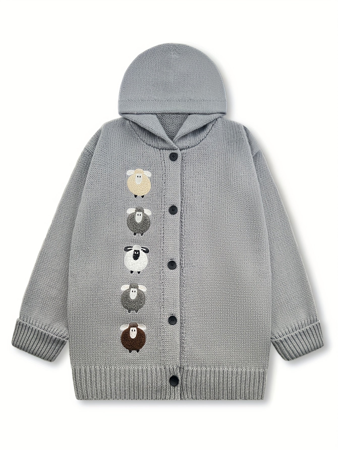 Theodora Winslet | Cozy Hooded Sweater With Sheep Patch Detail For Women