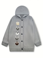 Theodora Winslet | Cozy Hooded Sweater With Sheep Patch Detail For Women