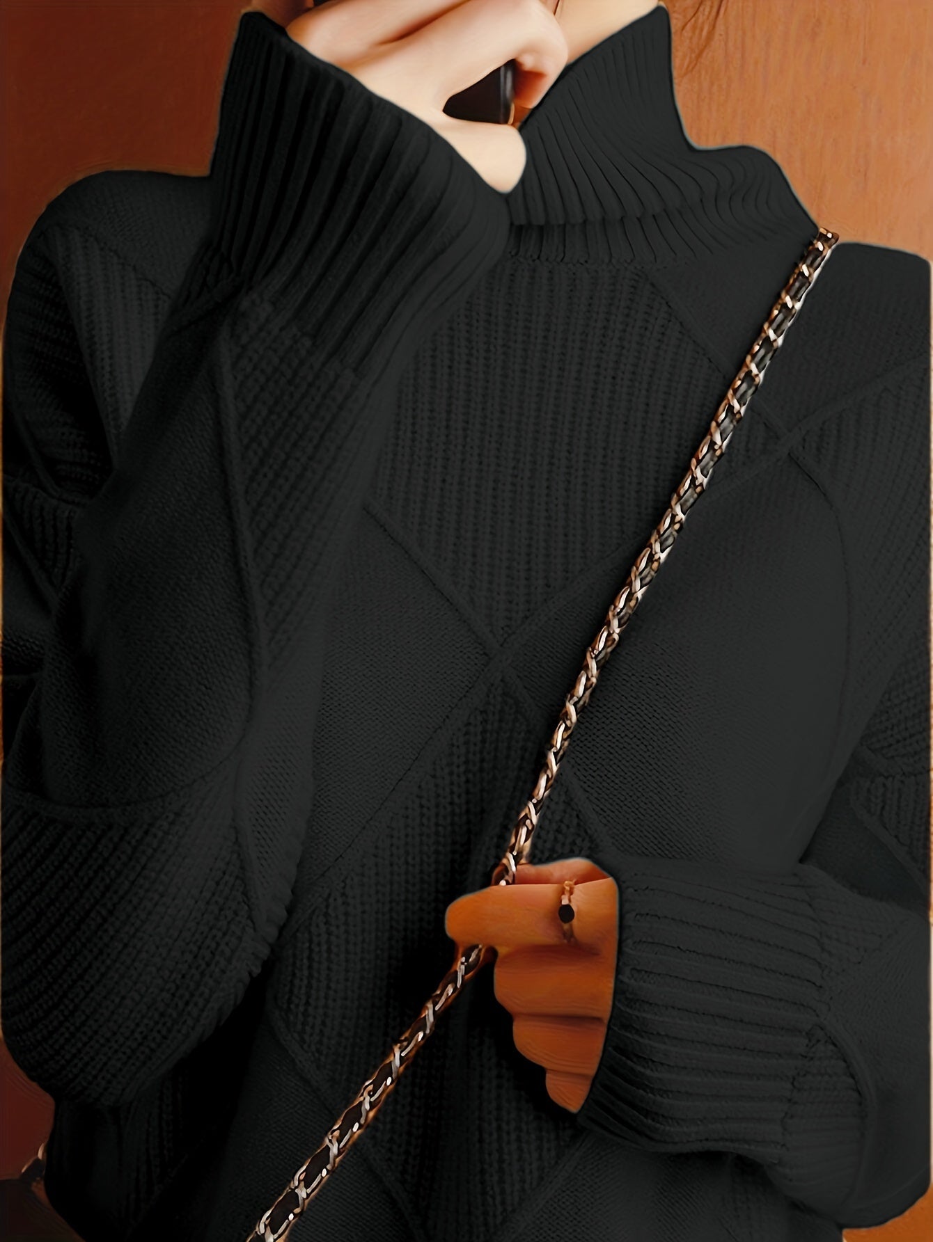 Josephine Alderidge | Diamond-Knit Turtleneck Sweater For Women