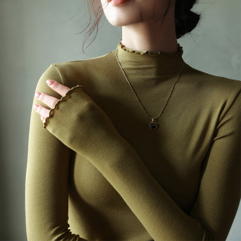 Fleur Dumont | Ruffle Mock Neck Long Sleeve Top For Women