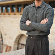 Mack Fairworth | Chevron Knit Polo Sweater For Men