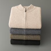 Tucker Whitwood | Zip-Up Stand Collar Knit Cardigan For Men