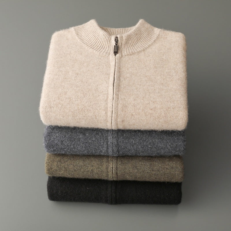 Tucker Whitwood | Zip-Up Stand Collar Knit Cardigan For Men