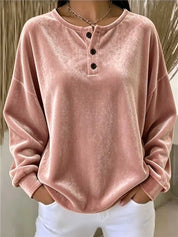 Amelinda Voscroft | Velvet Button Sweatshirt For Women