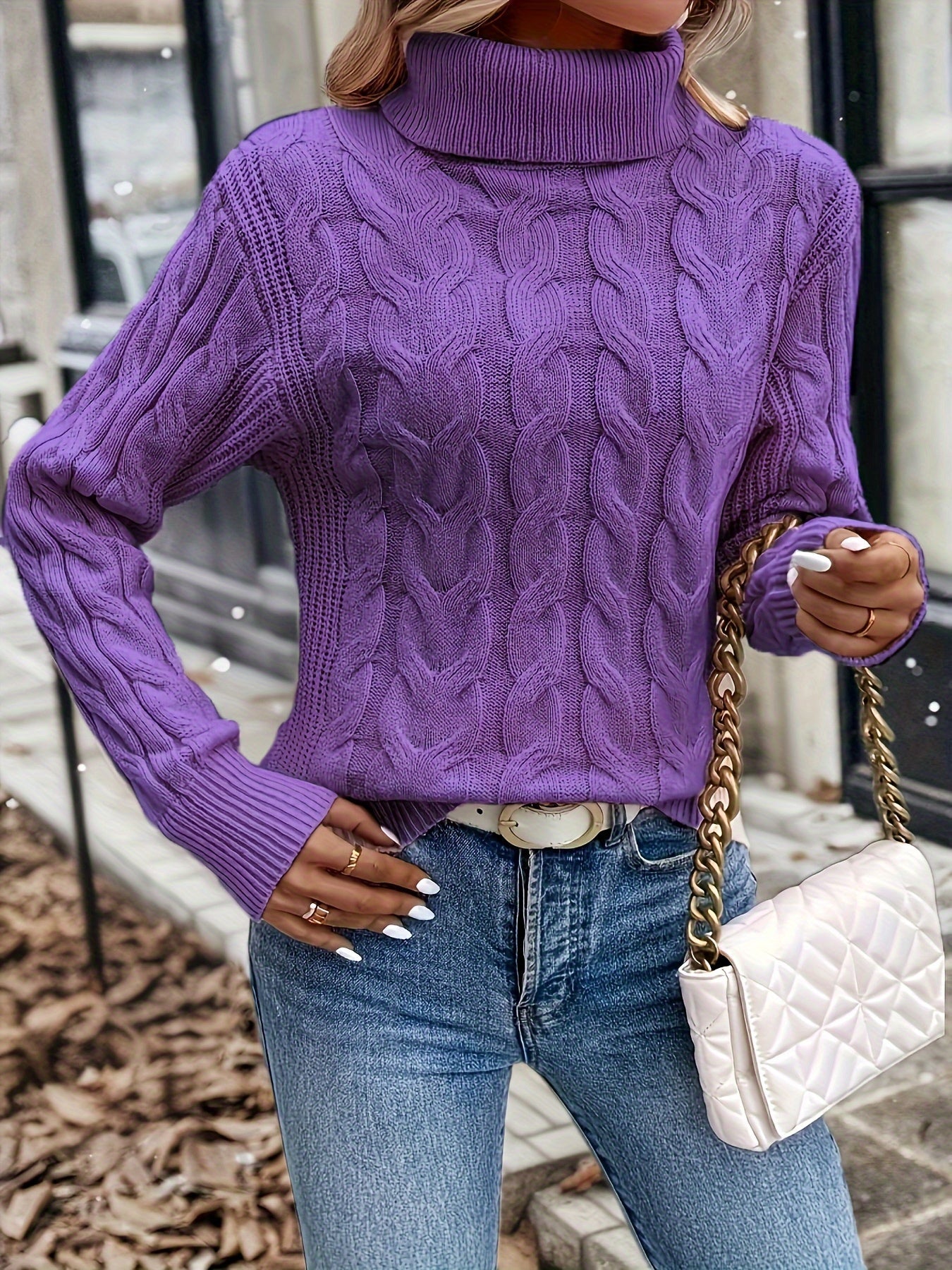 Éloise Vandermeer | Cozy Cable-Knit Turtleneck Sweater For Women