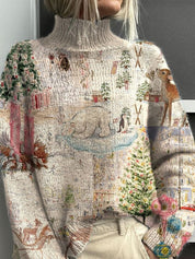 Anais Delorme | Abstract Print Turtleneck Sweater For Women