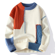 Abel Goldley | Patchwork Knit Crew Neck Sweater For Men