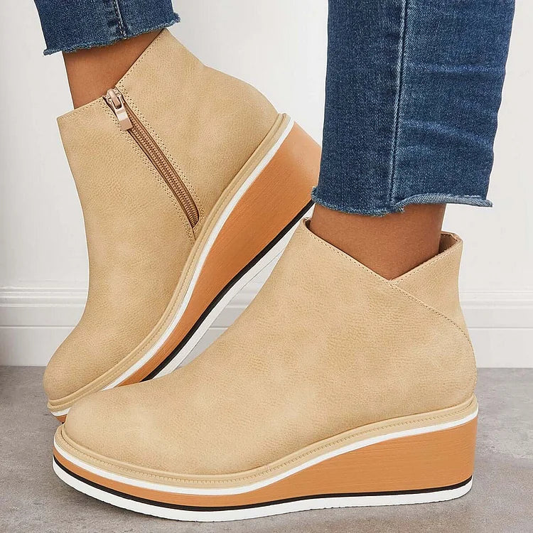 Lucette Fairborne | Navy Wedge Ankle Boots For Women