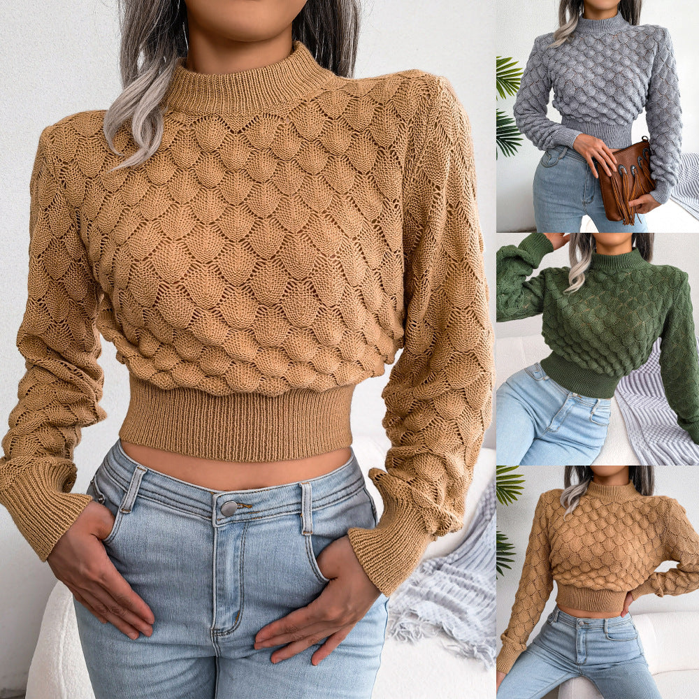 Séraphine Vidal | Textured Diamond Knit Crop Sweater For Women