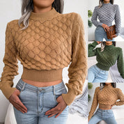 Séraphine Vidal | Textured Diamond Knit Crop Sweater For Women
