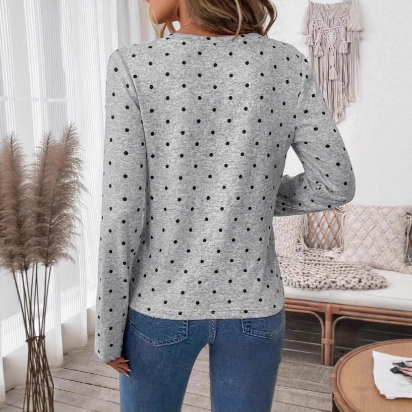 Alessandra Conti | Polka Dot Long-Sleeve Top For Women
