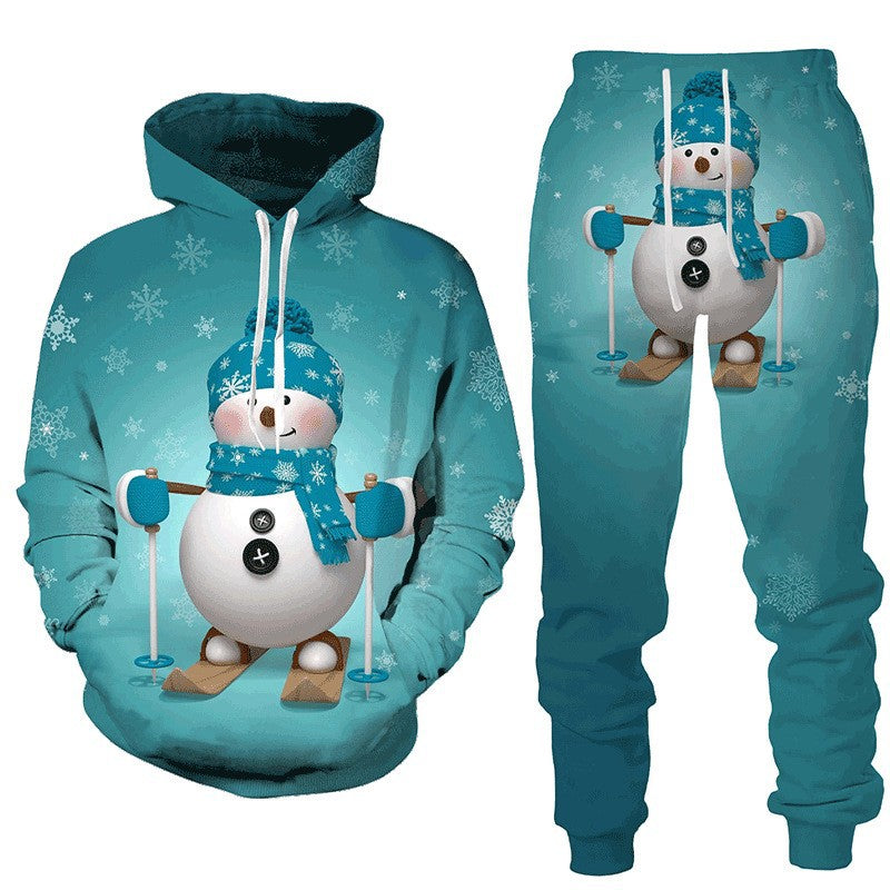 Frost Buddy | Blue Snowman Print Christmas Hoodie For Men